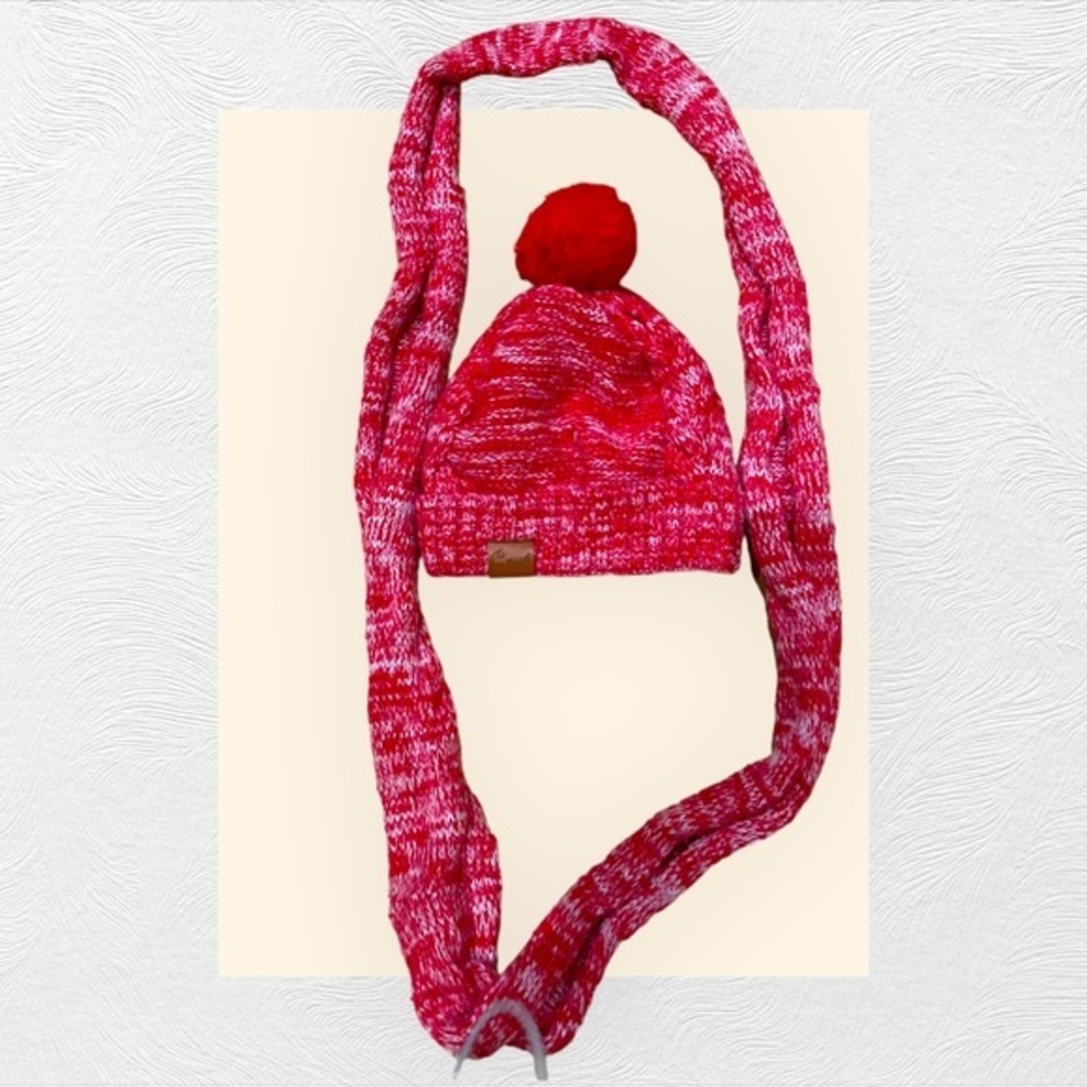 Crush matching set, red‎ Hat and Infinity Scarf for Youth